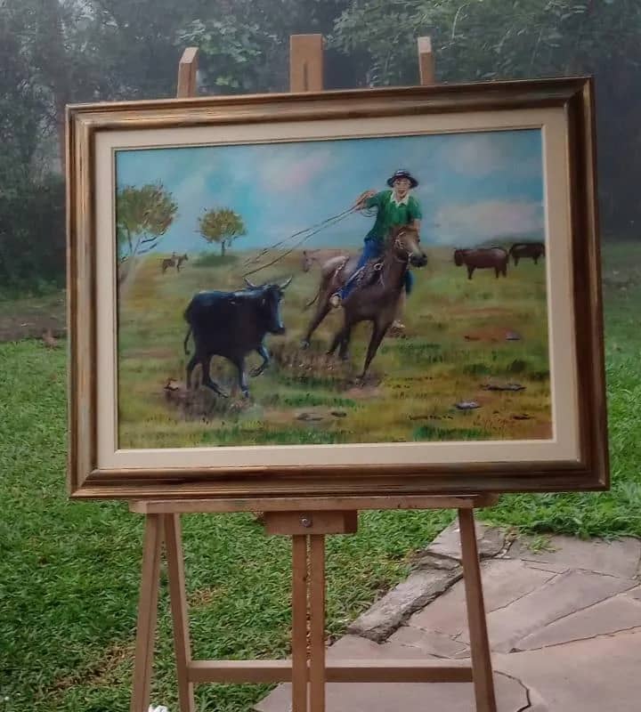 Imagem da campanha Quadro oleo sobre tela - da serie Gaúchos de artista Valdir Maia-50/70