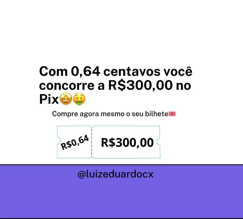 Imagem da campanha PIX PREMIADO NO VALOR DE R$300,00