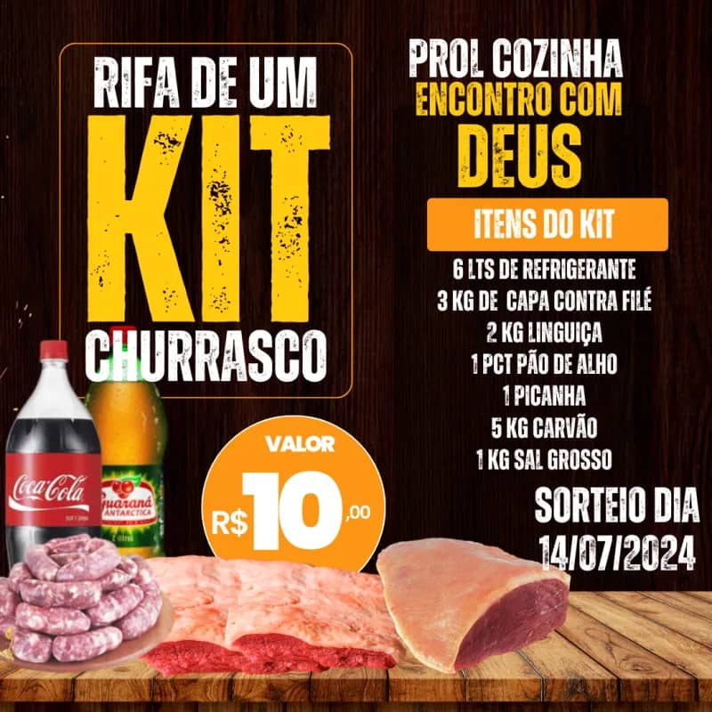 Imagem da campanha Rifa kit churrasco prol cozinha do encontro com Deus