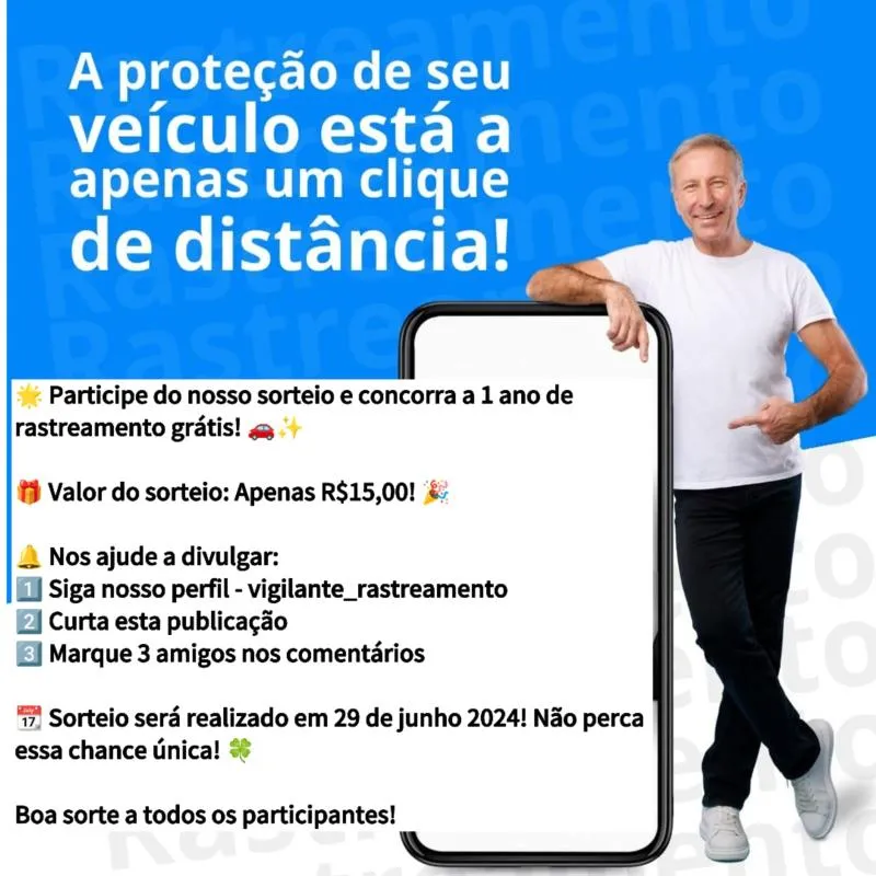 Imagem da campanha Um ano de rastreamento gratis