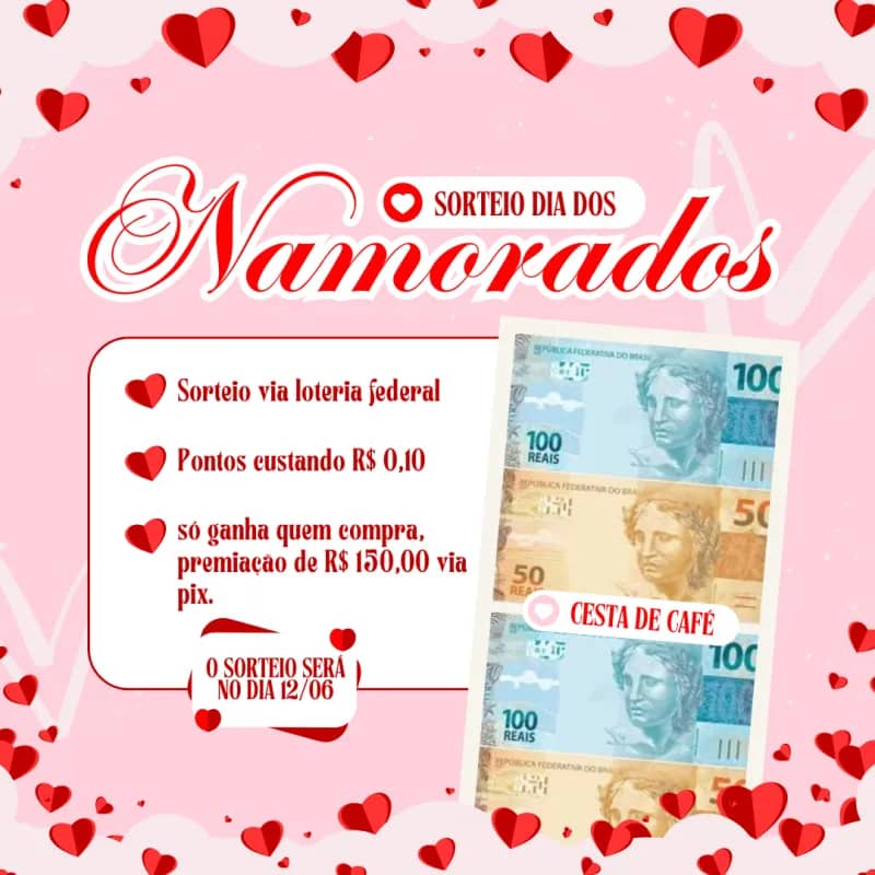 Imagem da campanha Sorteio dia dos namorados