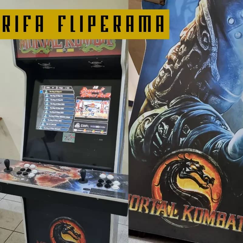 Imagem da campanha Rifa Fliperama Mortal Kombat