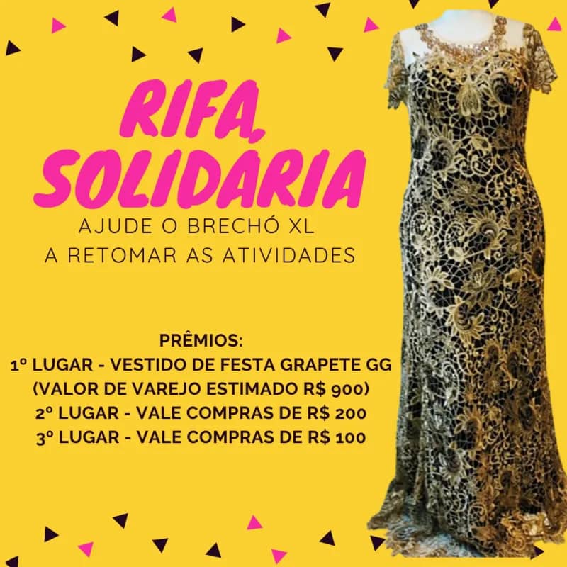 Imagem da campanha Ajude o Brechó XL a retomar as atividades