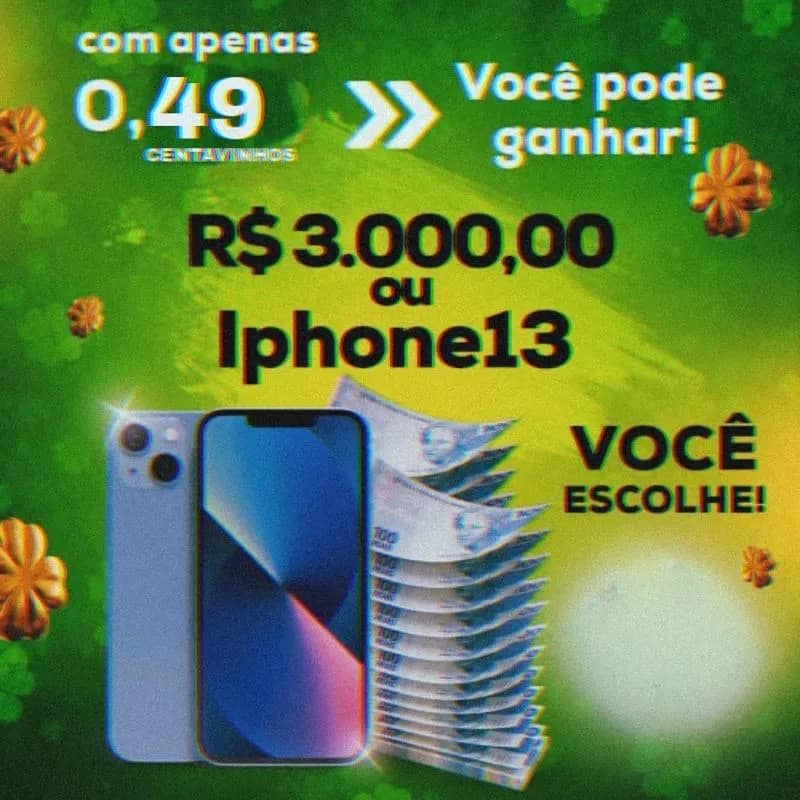 Imagem da campanha iPhone 13 ou R$3 mil no pix!