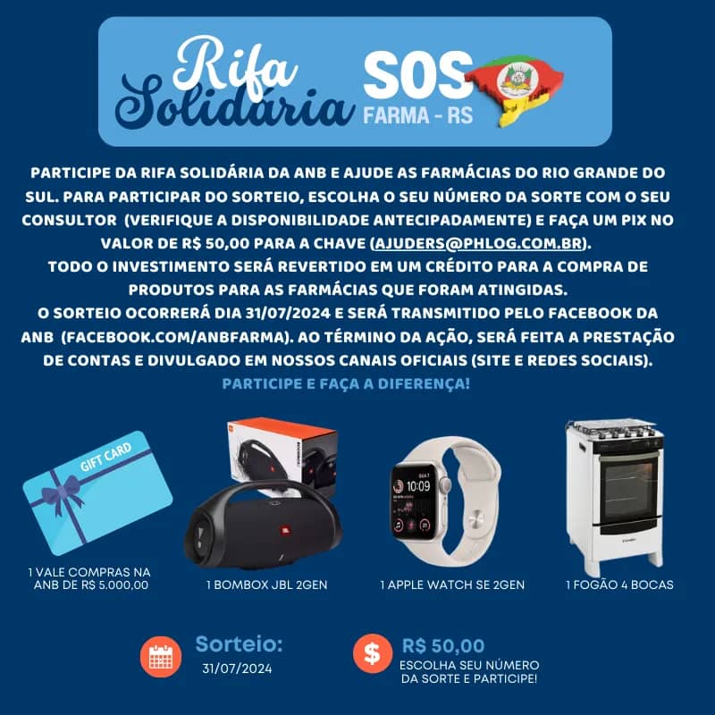 Imagem da campanha Rifa Solidária - SOS Farma RS