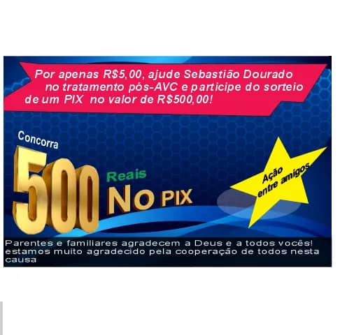 Imagem da campanha AÇÃO ENTRE AMIGOS PARA AJUDAR NO TRATAMENTO DE SEBASTIÃO DOURADO