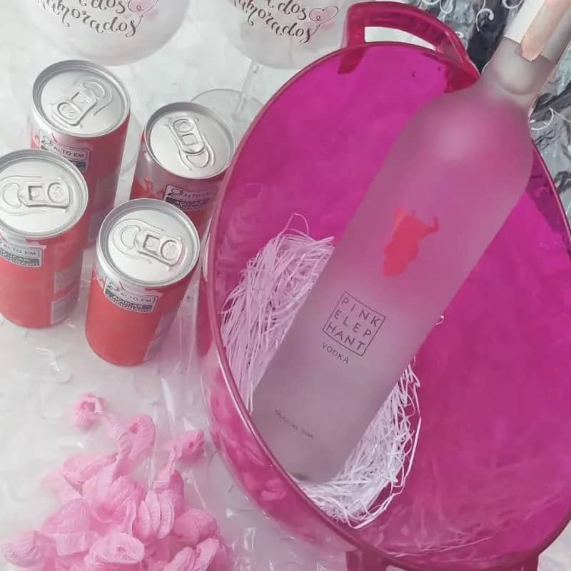 Imagem da campanha Kit Dia dos Namorados 💝  Contém :  1 Champanheira + 2 taças + 1 Vodka Pink + 4 energéticos Red Bull 😉