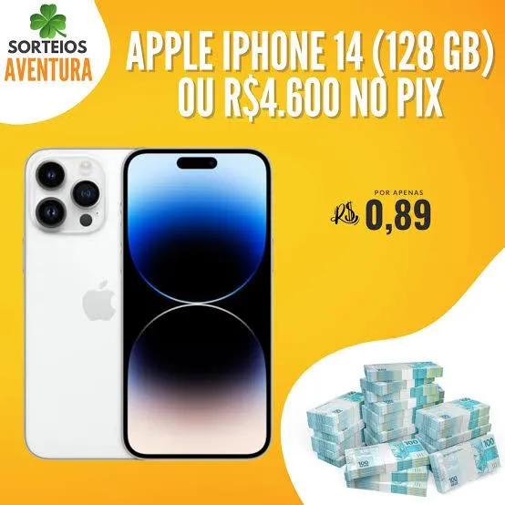 Imagem da campanha Um iPhone 14 ou $4600,00 no pix