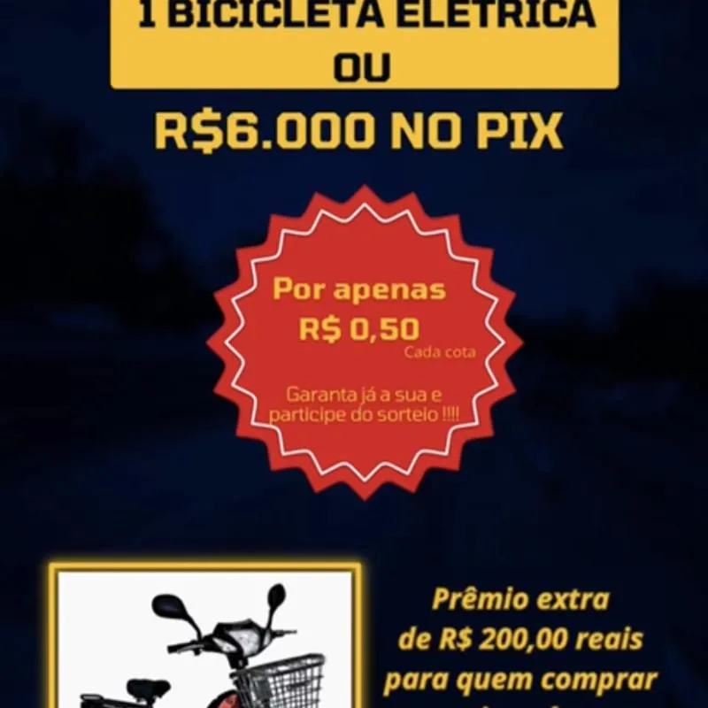 Imagem da campanha Bicicleta elétrica ou 6mil no pix