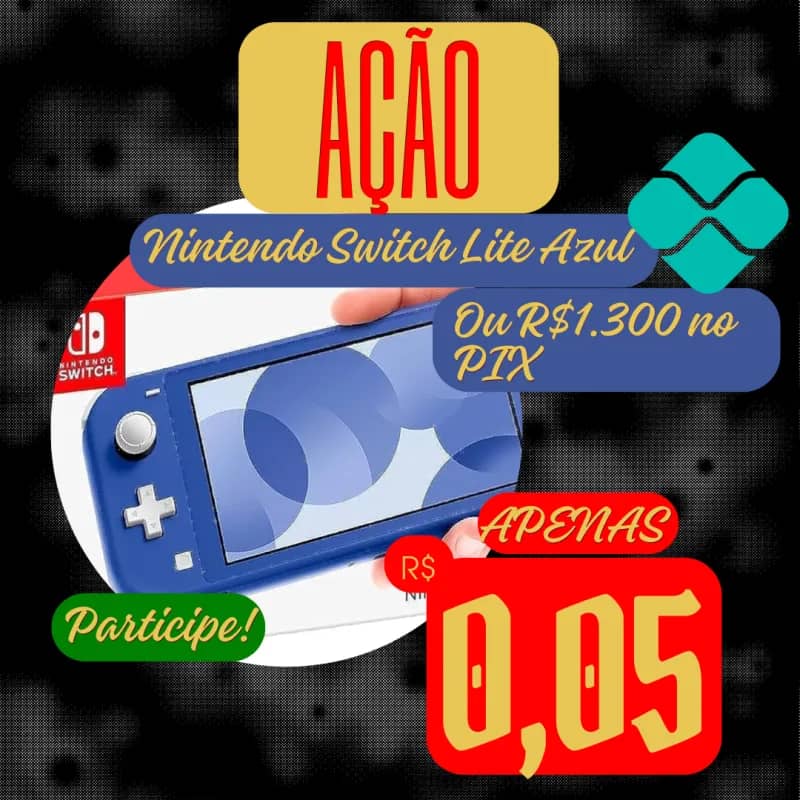Imagem da campanha AÇÃO NINTENDO SWITCH LITE AZUL