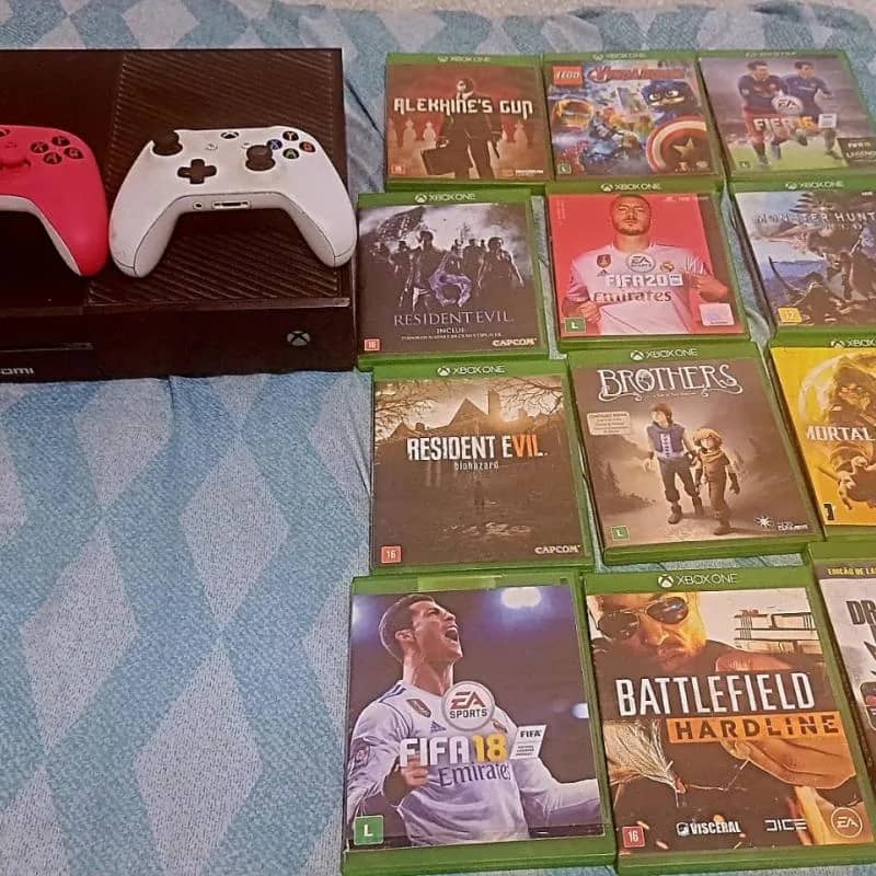 Imagem da campanha Xbox one Usado + 2 Controles ( Branco e Rosa ) + Jogos