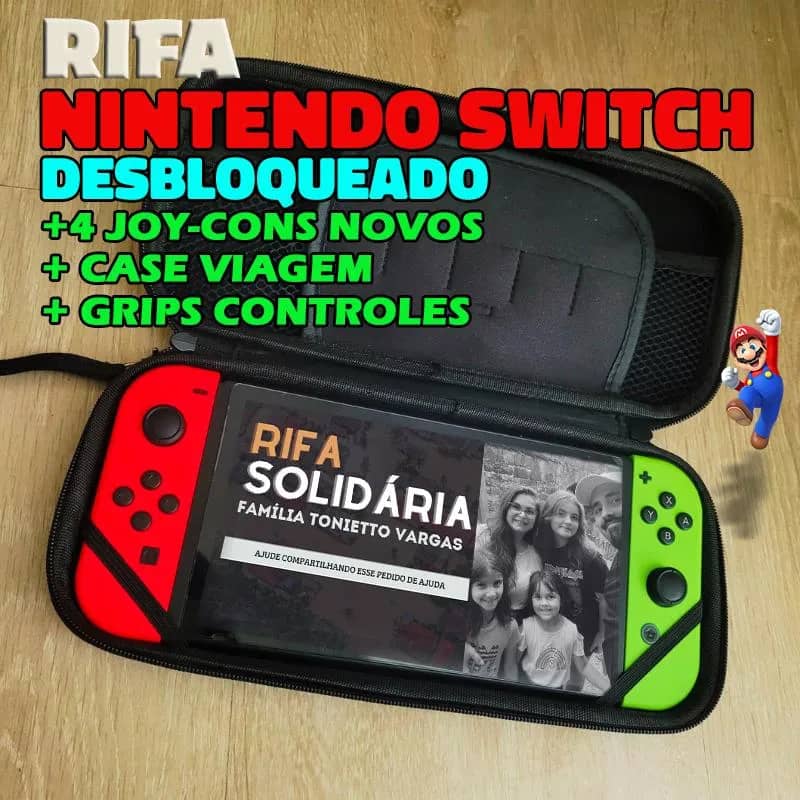 Imagem da campanha Rifa Nintendo Switch para ajudar a minha família!