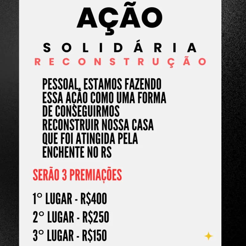 Imagem da campanha Ação Solidária Reconstrução casa Lidi