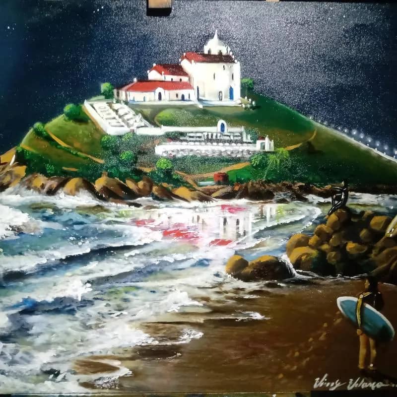 Imagem da campanha Igreja nossa senhora de Nazareth (Saquarema RJ). Dimensão 80x60 - tinta acrílica sobre tela - técnica Mista.