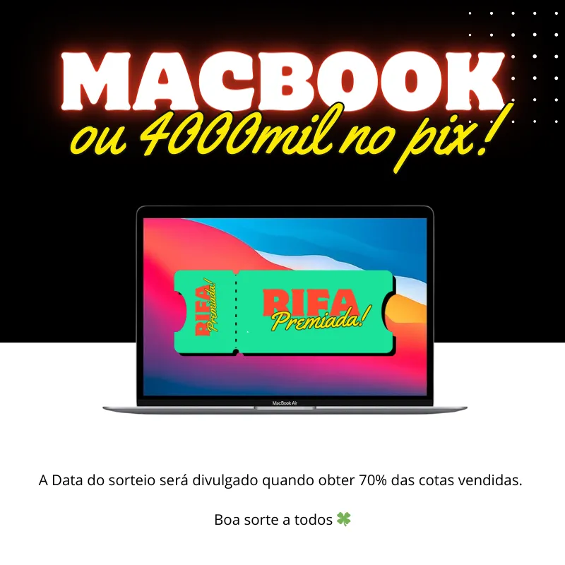 Imagem da campanha Macbook Air ou 4000 mil no pix