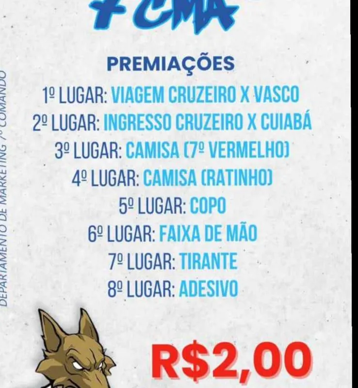 Imagem da campanha Rifa 7° CMA