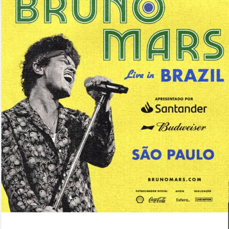 Imagem da campanha Show Bruno Mars dia 04/10 setor pista meia idoso