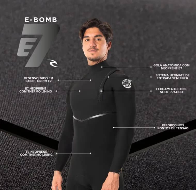 Imagem da campanha Sal na Veia -  Long John Rip Curl E-Bomb 3/2mm Zip Free E7