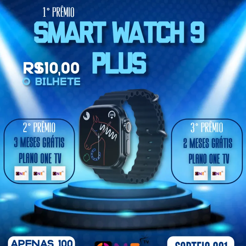 Imagem da campanha Sorteio ONE TV - Relógio smart watch 9 plus + Planos mensais