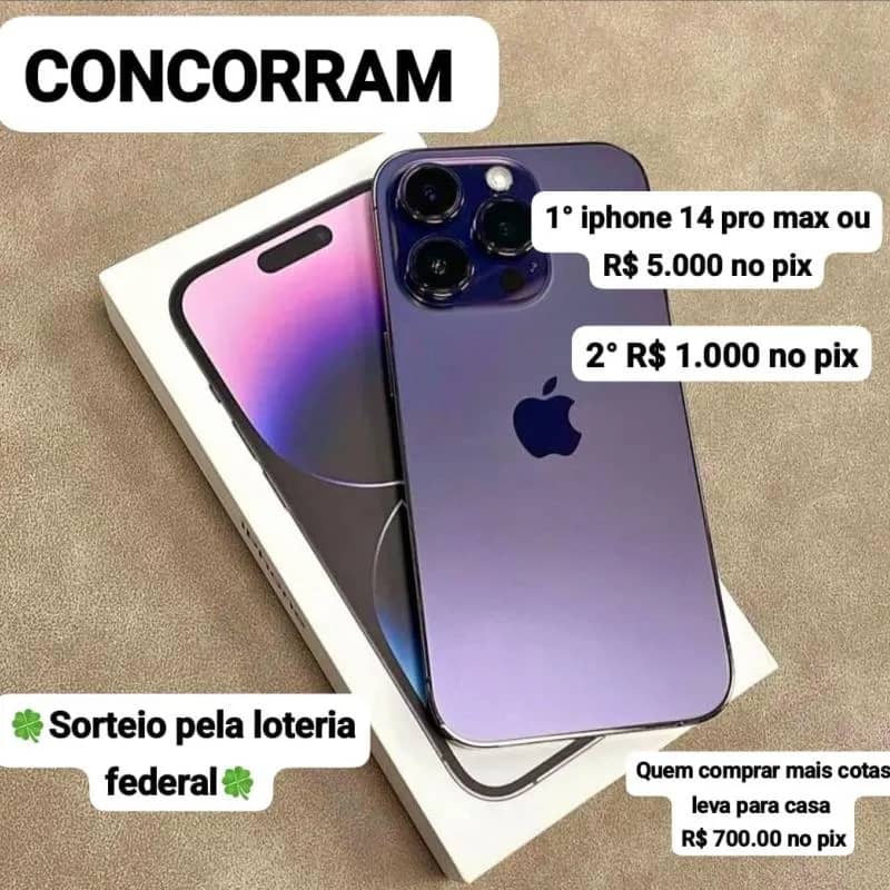 Imagem da campanha IPHONE 14 PRO MAX OU R$ 5.000 NO PIX