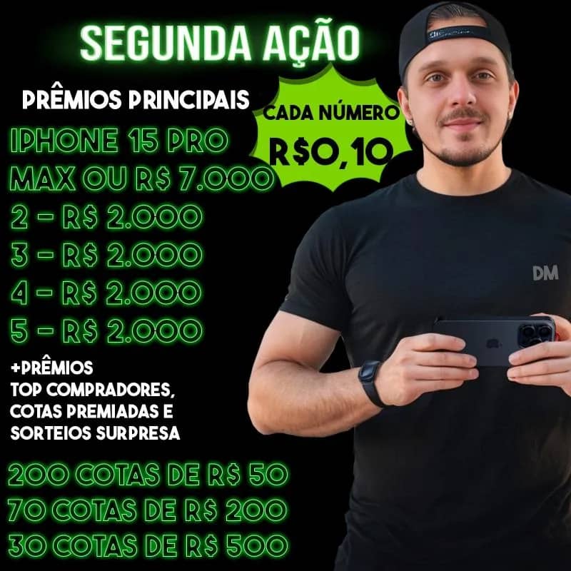 Imagem da campanha Iphone 16 pro Max ou 7.500 no pix