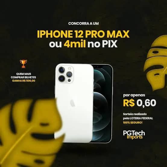 Imagem da campanha iPhone 12 pro Max ou 4 mil no pix