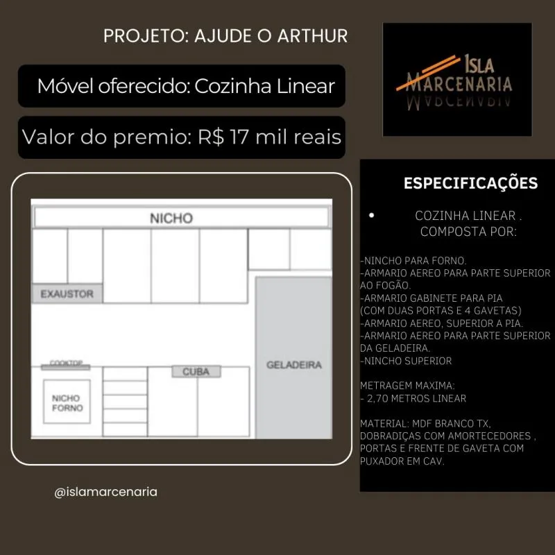 Imagem da campanha Rifa "Juntos pelo Arthur"