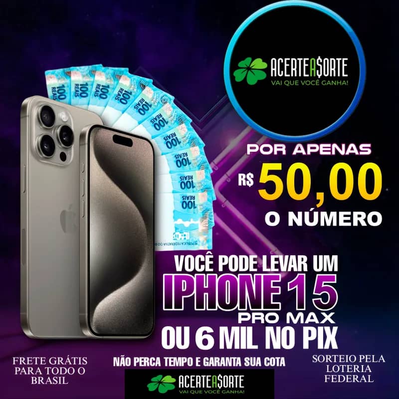 Imagem da campanha Sorteio IPhone 15 Pro Max