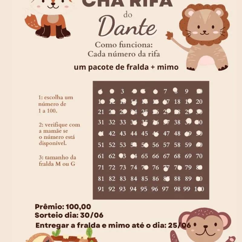 Imagem da campanha Chá rifa do Dante