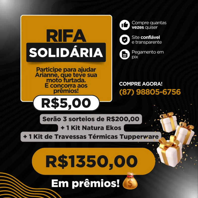 Imagem da campanha RIFA SOLIDÁRIA