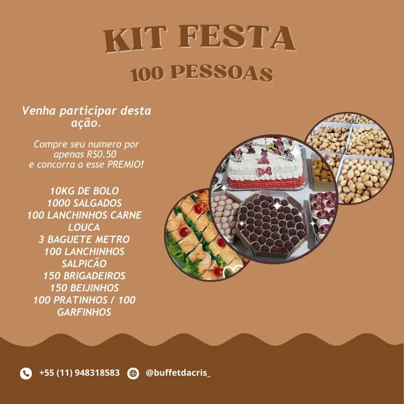 Imagem da campanha PRÊMIO PRINCIPAL KIT Festa 100 pessoas + 2 KIT FESTA