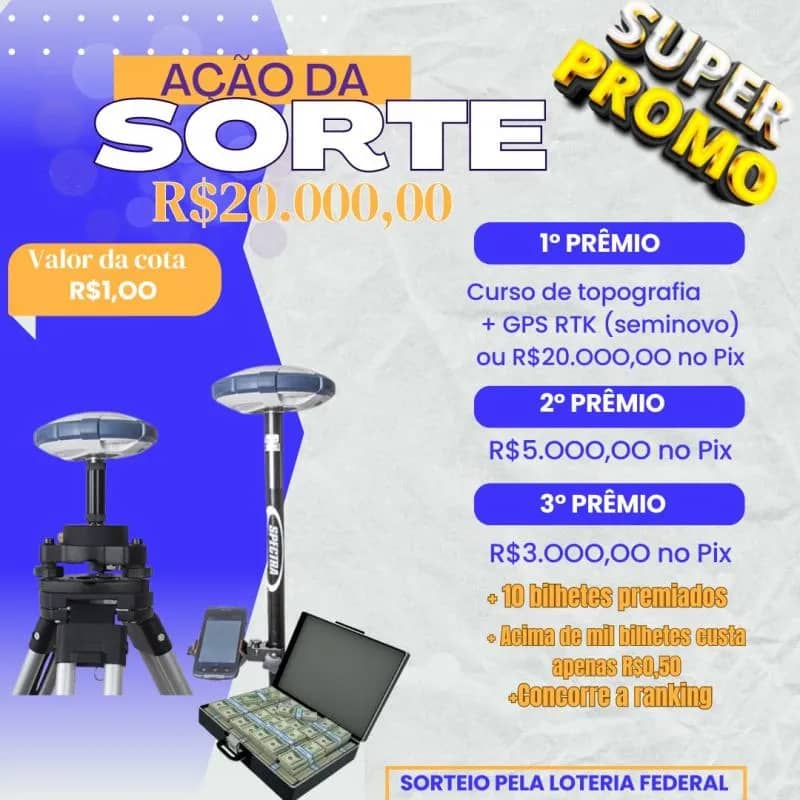 Imagem da campanha R$ 20 mil no pix ou CURSO TOPOGRAFIA + GPS RTK