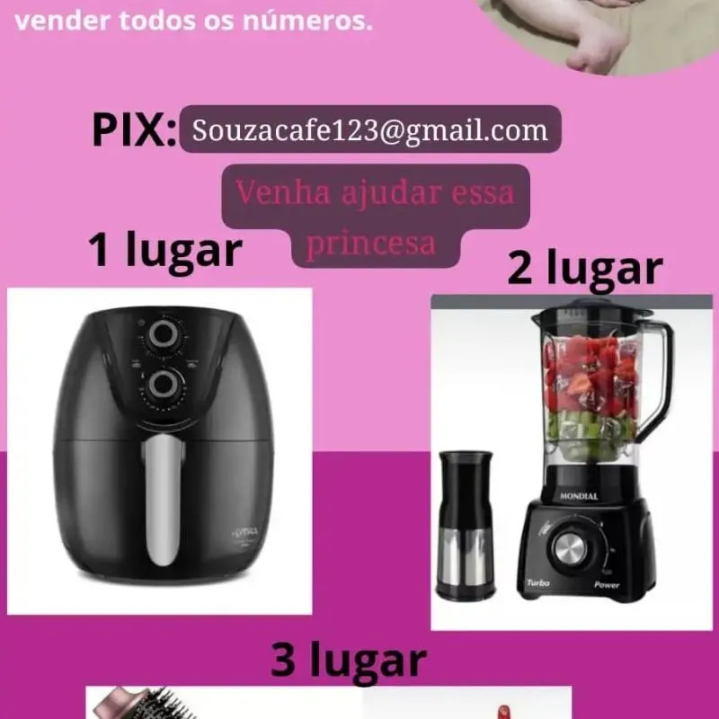 Imagem da campanha Rifa Solidária da Larissa