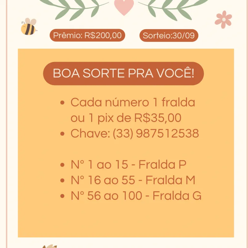 Imagem da campanha Chá rifa da Analu