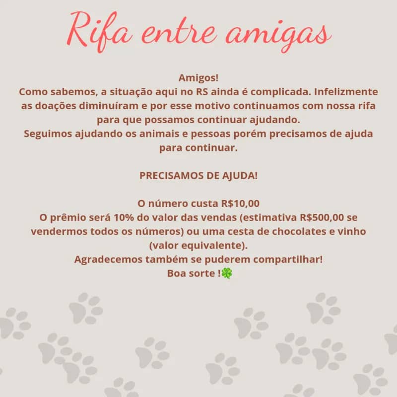Imagem da campanha Rifa entre amigas