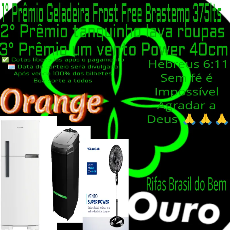 Imagem da campanha Rifa brasil do bem com grandes premiações