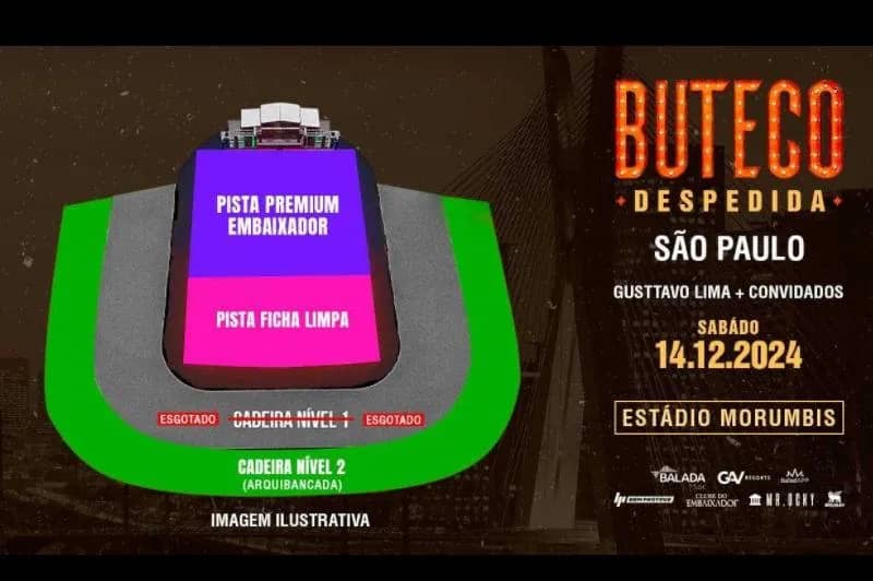 Imagem da campanha Ingresso Buteco Gusttavo Lima Pista Premium Embaixador + R$200,00