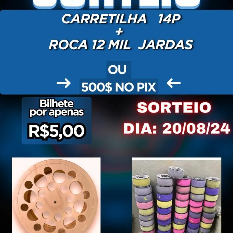 Imagem da campanha Carretilha+roca de 12 mil jardas ou 500 no Pix