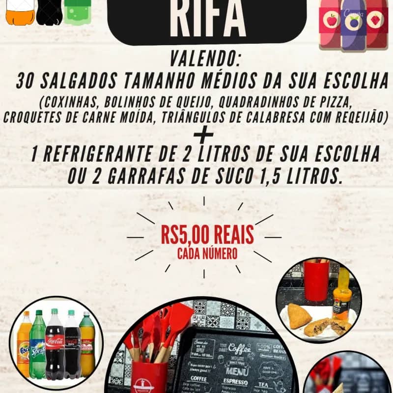Imagem da campanha RIFA DE SALGADOS A R$5,00 REAIS