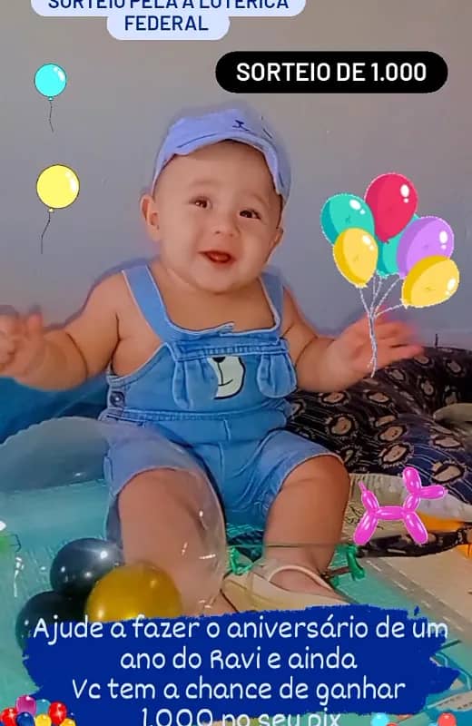 Imagem da campanha PRIMEIRO ANINHO DO *RAVI*