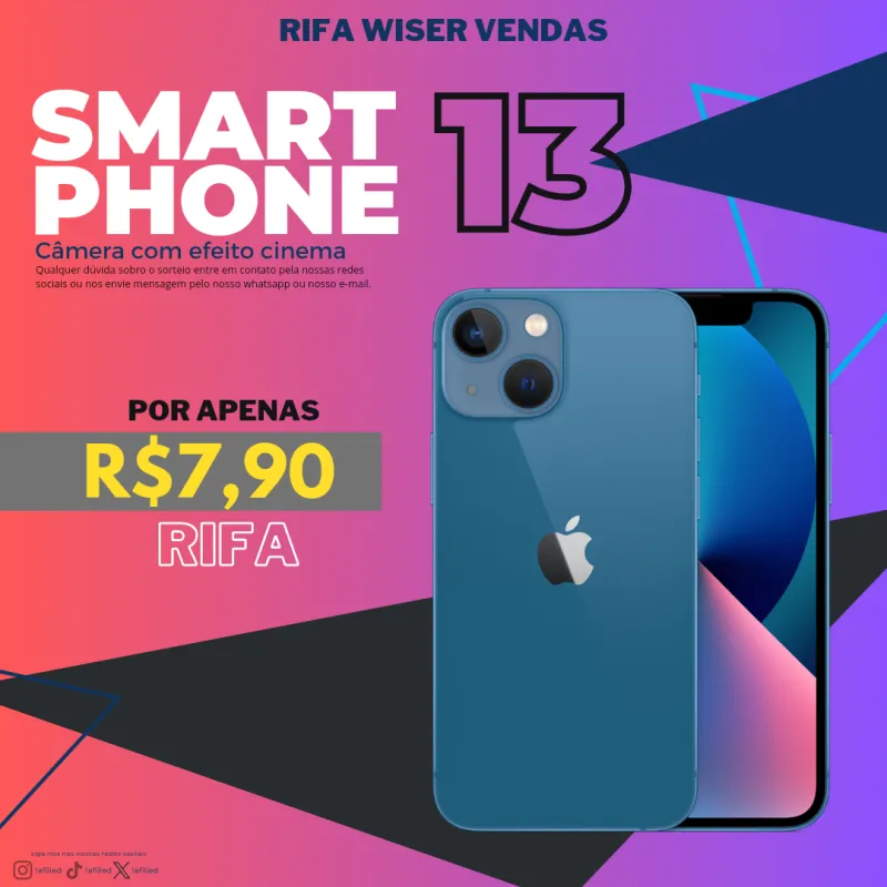 Imagem da campanha IPHONE 13 OU 3.600 NO PIX 🍀