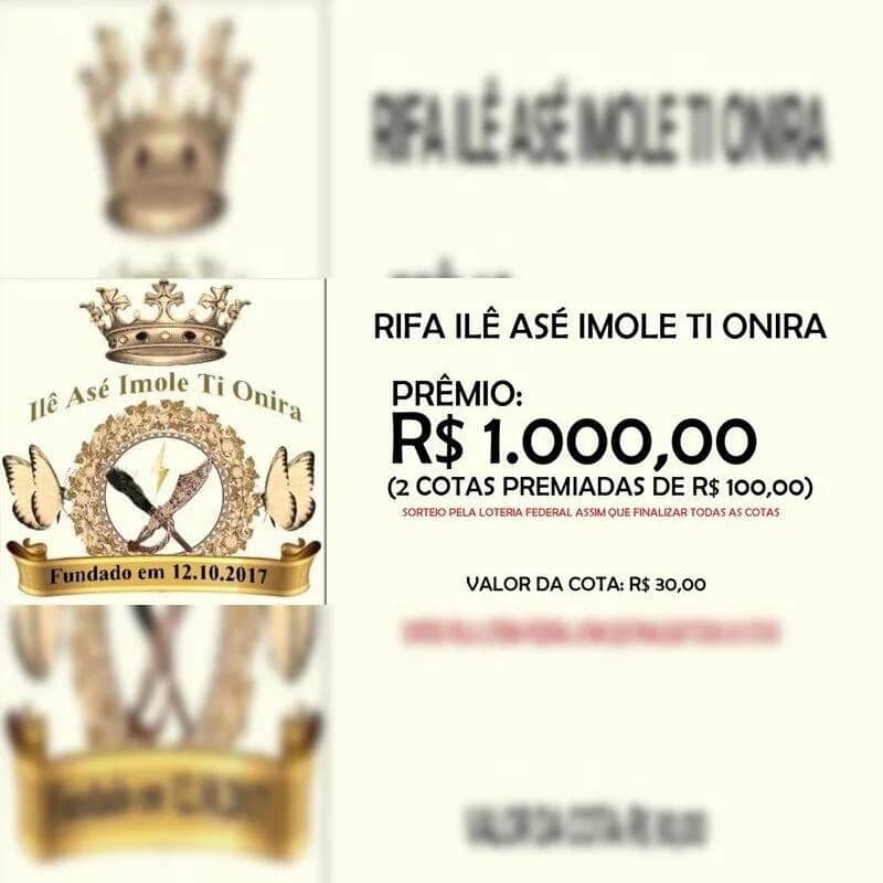 Imagem da campanha Rifa Ilê Asé Imole Ti Onira