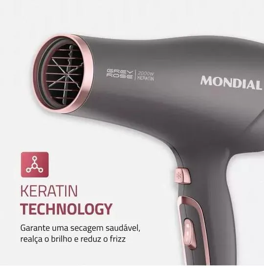 Imagem da campanha Secador de Cabelo Mondial Keratin Grafite e Rosé - 2000W 2 Velocidades SCN-11