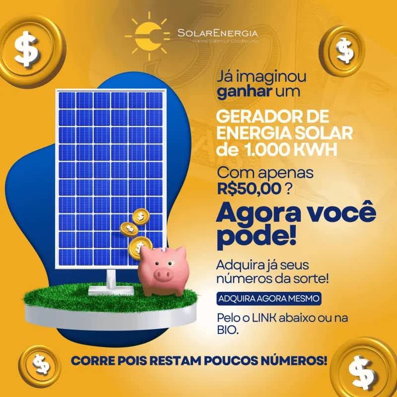 Imagem da campanha Esse gerador de ENERGIA SOLAR de 1.000 KW/H pode ser seu por apenas R$50,00!!!