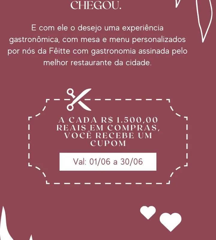 Imagem da campanha Sorteio de Jantar do Dia dos Namorados Fêitte Home