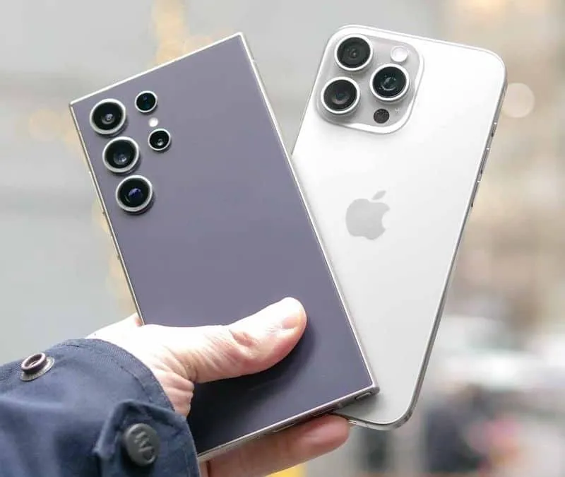Imagem da campanha Iphone 15 pro max e Samsung Galaxy s24 Ultra