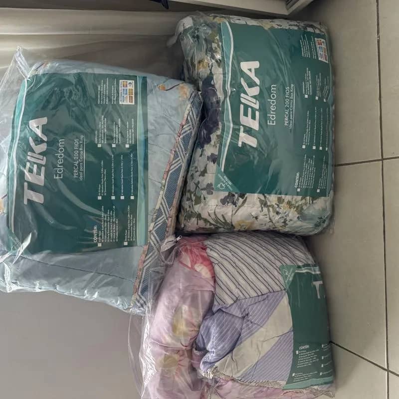 Imagem da campanha 3 edredons Percal 200 fios  ideal para Cana Box King com 2 travesseiros cada