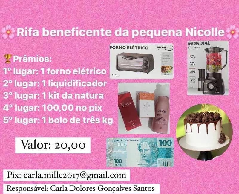 Imagem da campanha Rifa da Nicolle