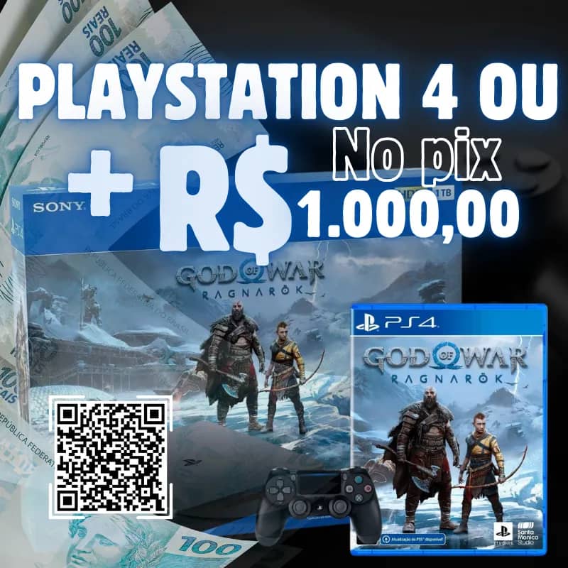 Imagem da campanha Ganhe um PlayStation4 ou R$1.000,00 No seu Pix