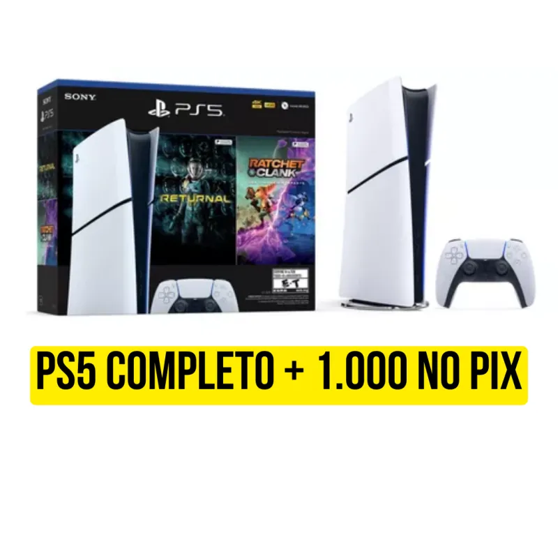 Imagem da campanha Ps5 completo + 1.000 no pix ou 5.000 no pix